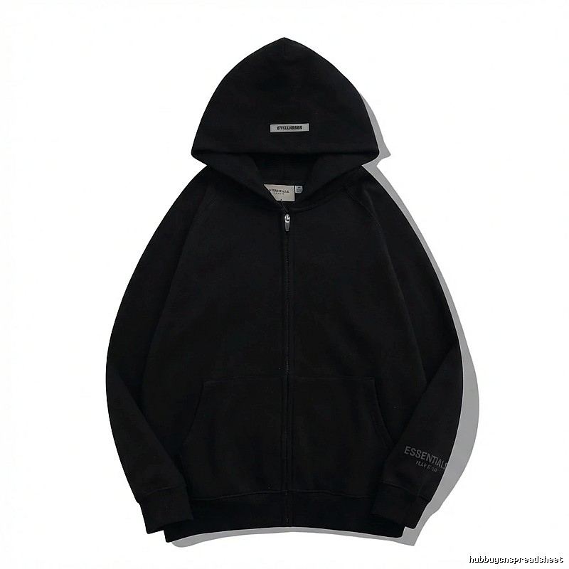 ESSENTIALS minimalist style black hoodie
