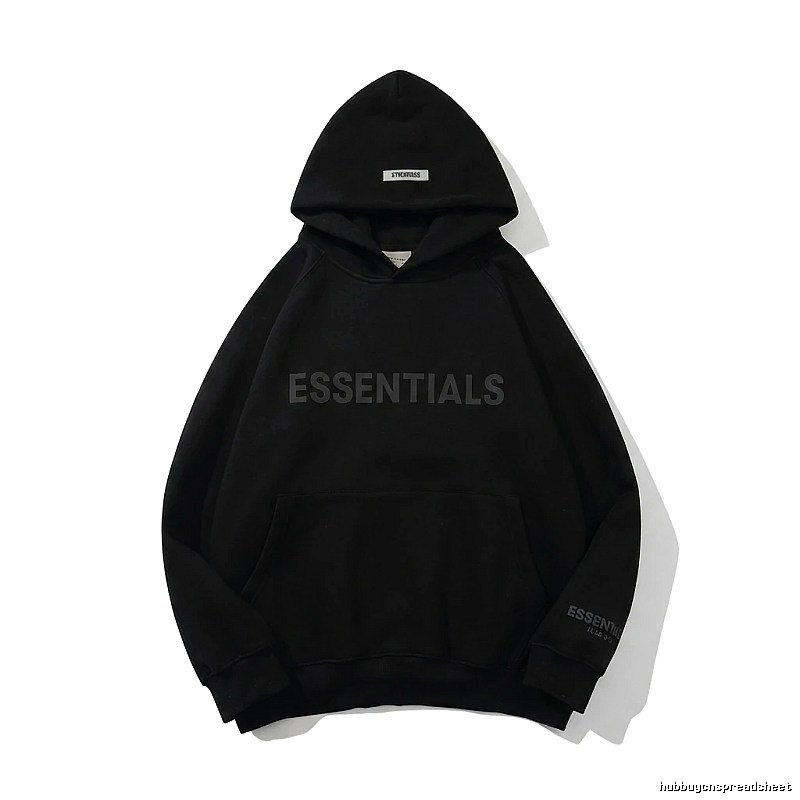 ESSENTIALS minimalist style black hoodie