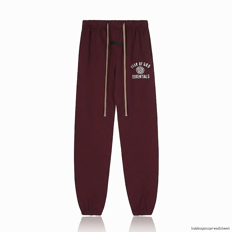 ESSENTIALS Trendy Casual Wine Red Sweatpants
