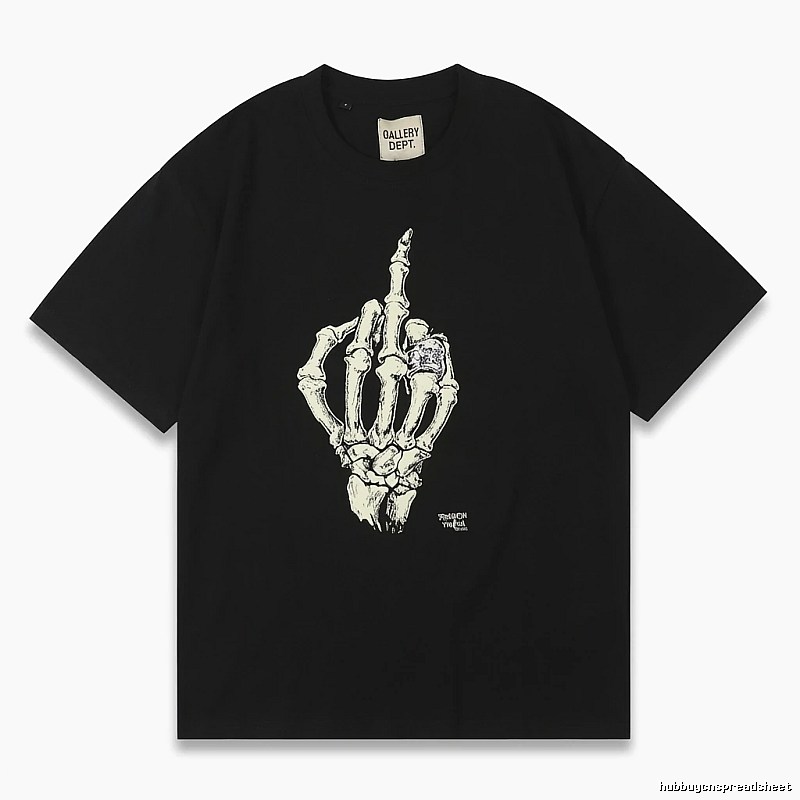 Gallery Dept Skull Print Trendy Cool Black T-shirt