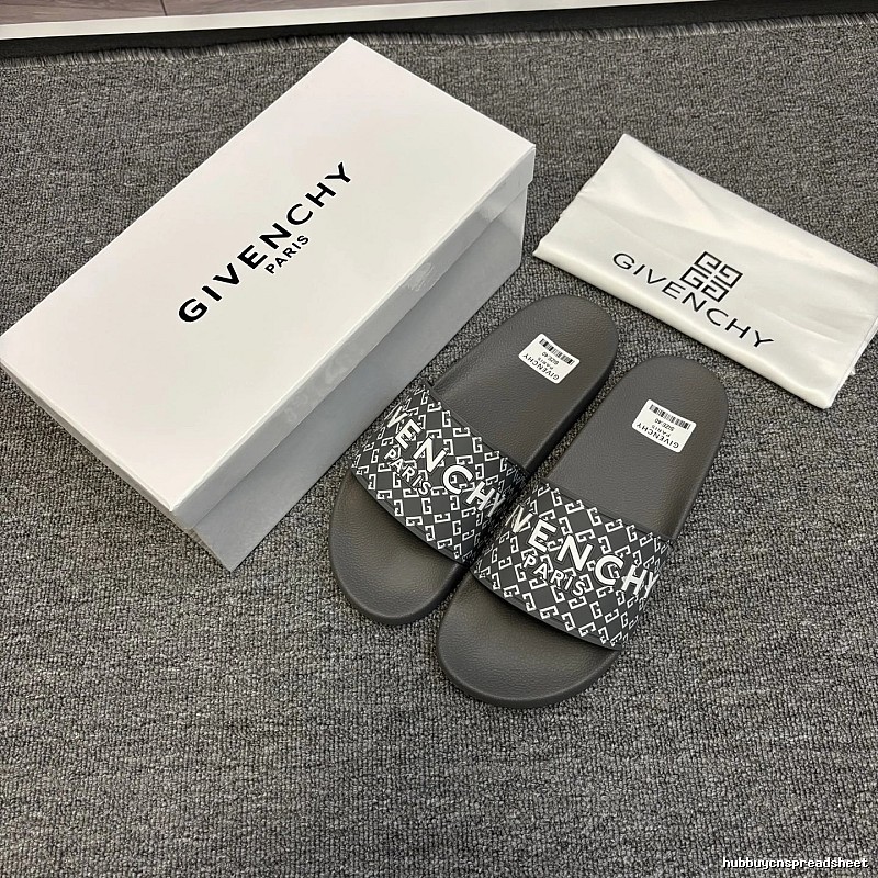 Givenchy All-Over Monogram Streetwear Style Dark Gray Slides