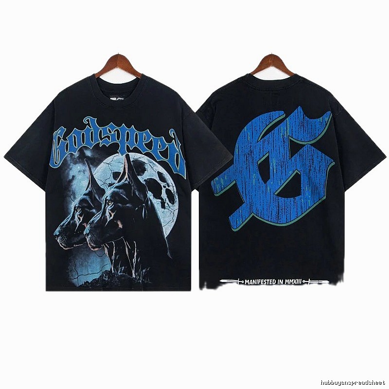 Godspeed Doberman Print Dark Style Black Short Sleeve T-shirt