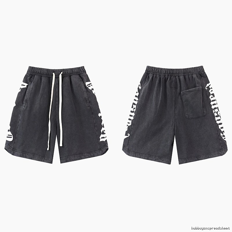 Godspeed Gothic Print Street Style Charcoal Black Shorts
