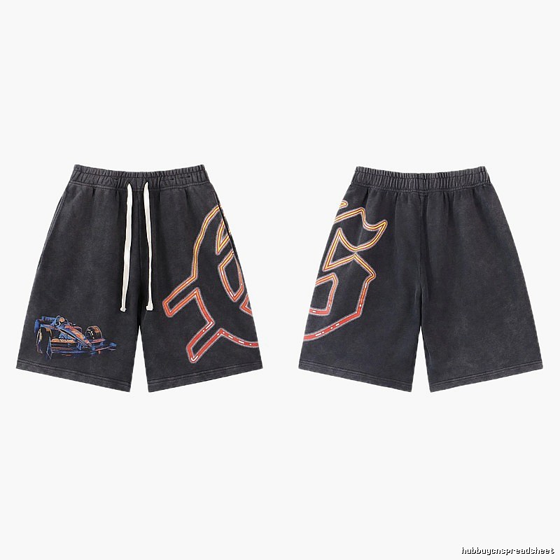 Godspeed Racing Print Street Style Charcoal Black Shorts
