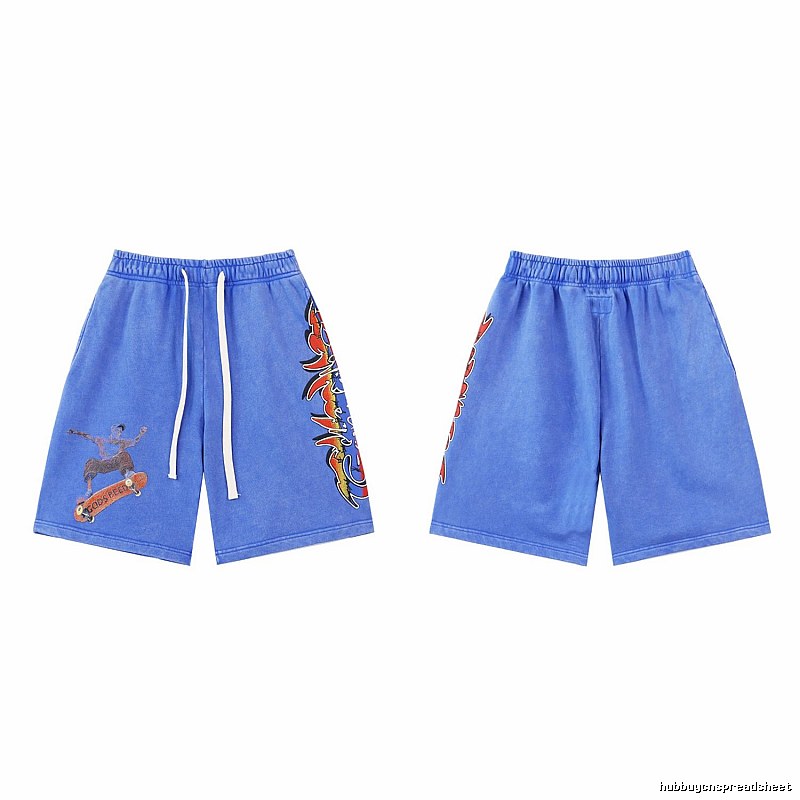 Godspeed Skate Print Street Style Blue Shorts