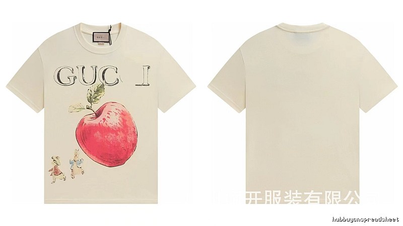 Gucci Apple Print Vintage Style Off-White T-Shirt