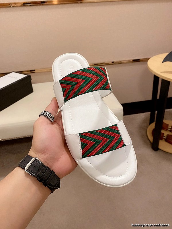 Gucci Classic Webbing Casual Style White Slide Sandals