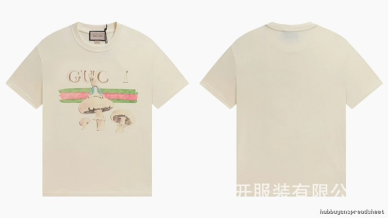 Gucci Co-branded Retro Style Off-white Printed T-Shirt
