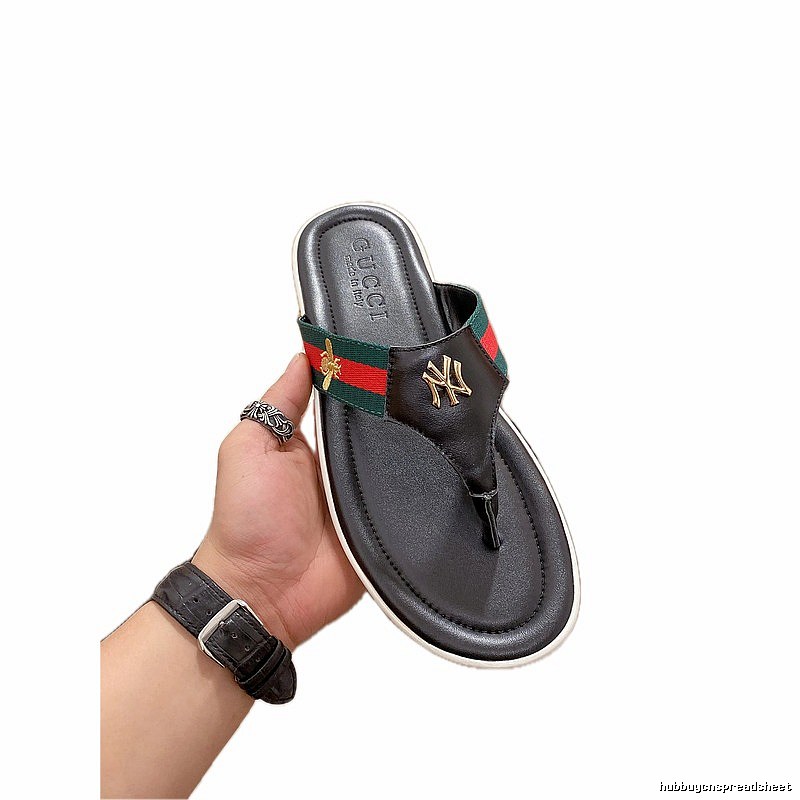 Gucci Co-branded Webbing Light Luxury Style Black Flip-Flops