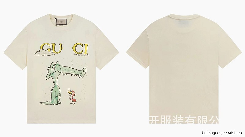 Gucci Crocodile Print Childlike Off-white T-Shirt