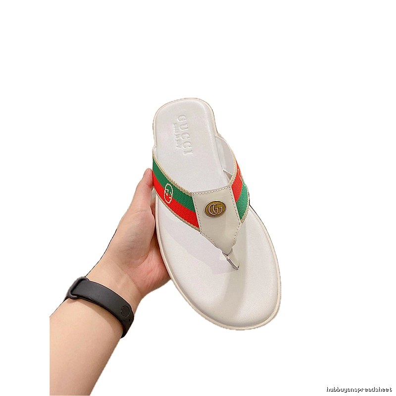 Gucci Double G Webbing Vintage Style White Flip-Flops