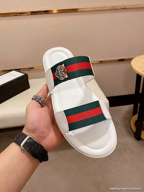Gucci Embroidered Tiger Head Casual White Slides