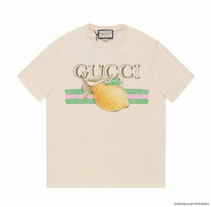 Gucci Lemon Print Casual Style Off-white Short-sleeve T-shirt