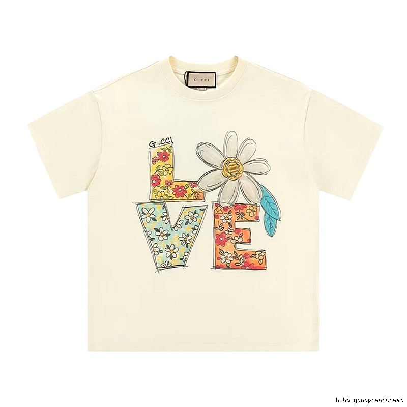 Gucci LOVE Floral Casual Off-white Short-sleeve T-shirt