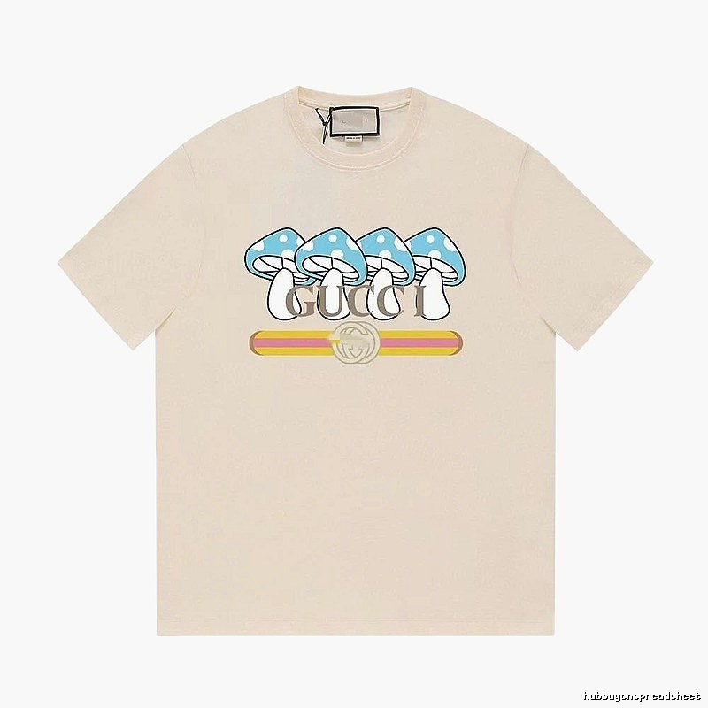 Gucci Mushroom Print Casual Style Off-white T-shirt