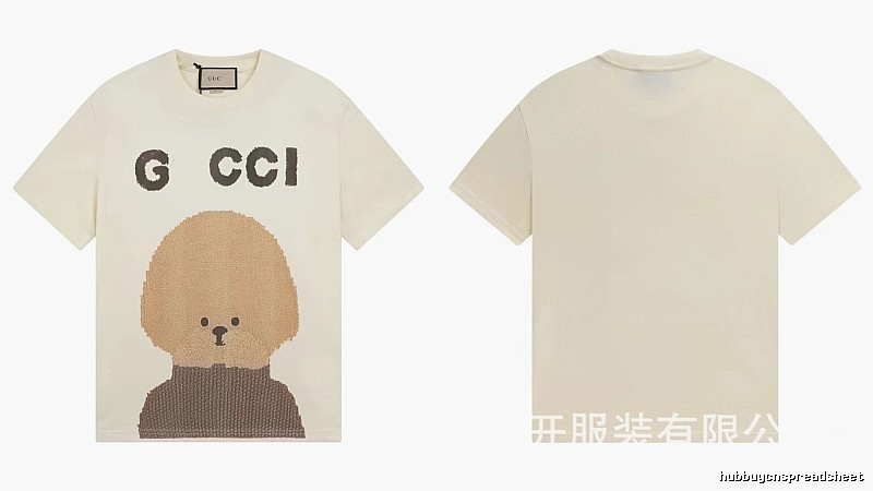 Gucci Teddy Print Casual Style Off-white T-shirt
