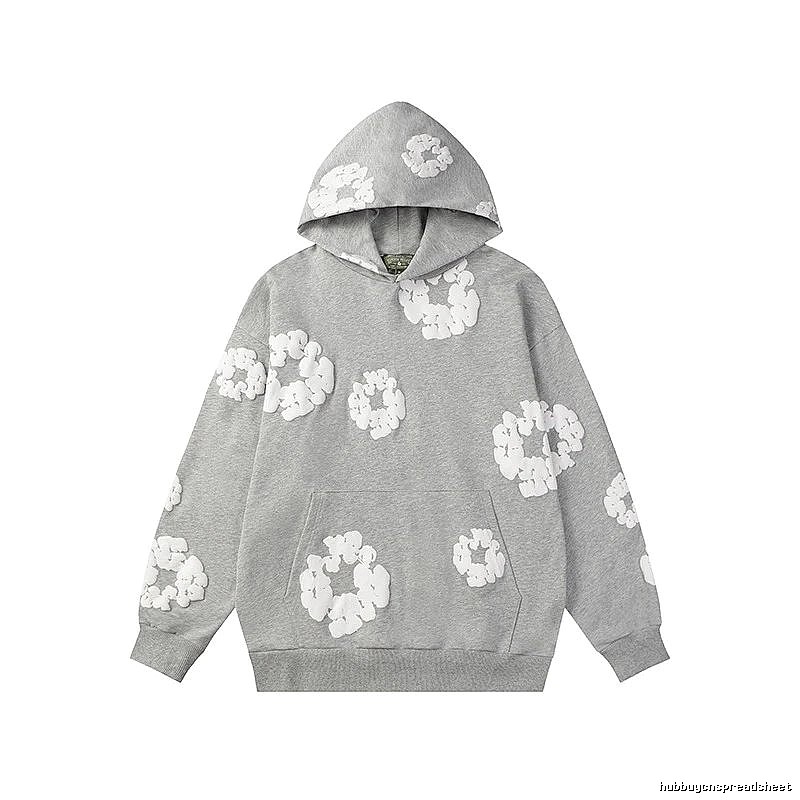 Heather Grey Floral Hoodie Casual Streetwear