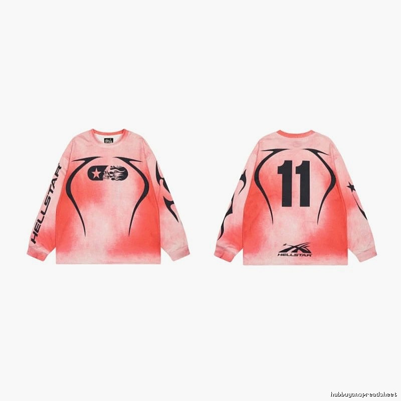Hellstar 11 Street Style Gradient Pink Long-sleeve T-shirt