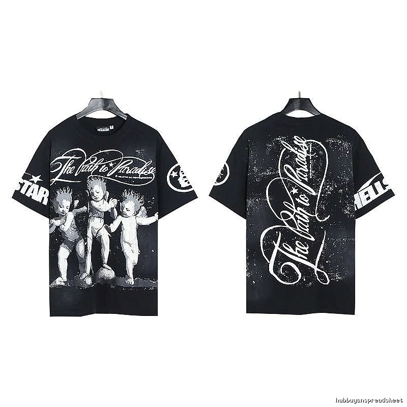 Hellstar Angel Print Street Style Black T-shirt