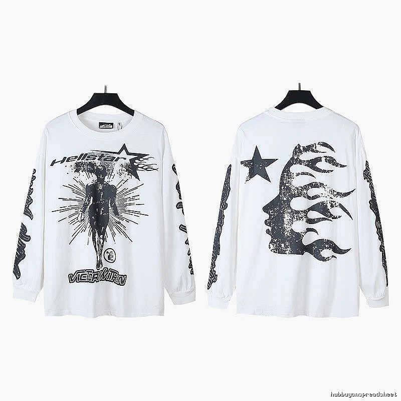 Hellstar dark style white long-sleeved shirt