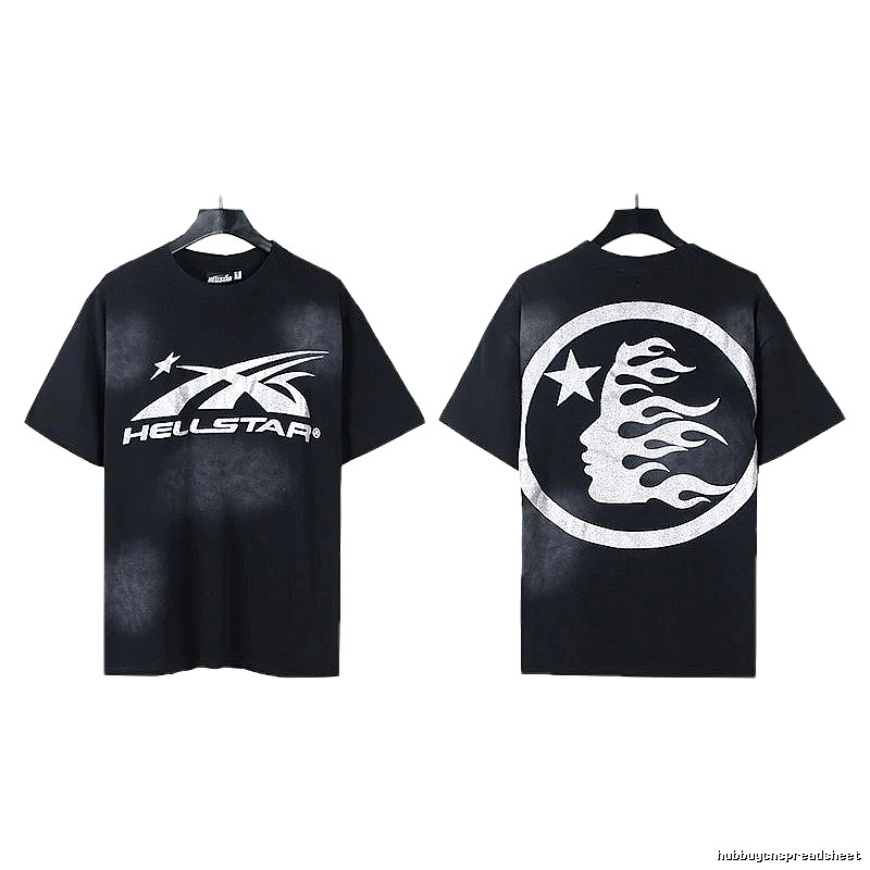 Hellstar Flame Print Street Style Black T-Shirt