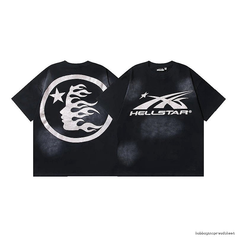 Hellstar Flame Print Street Style Black T-Shirt