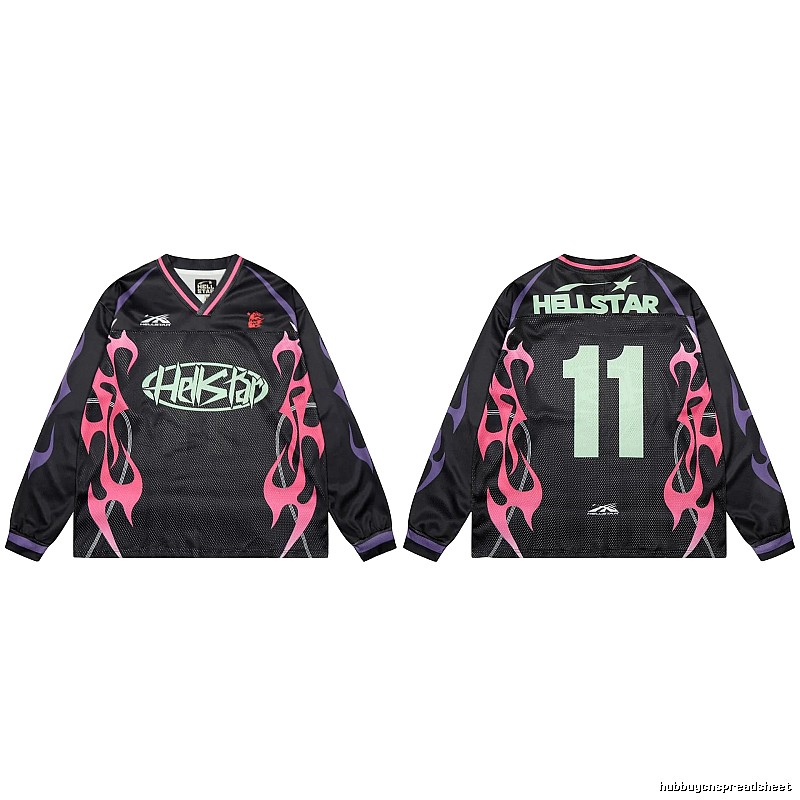 Hellstar Flame Street Style Black and Pink Jersey