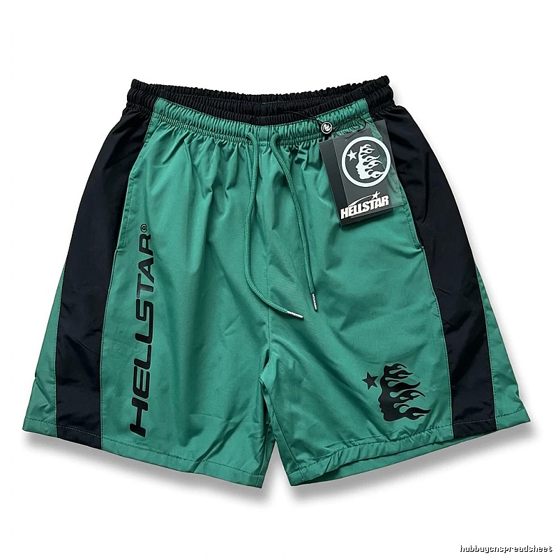Hellstar Flame Wind Green Shorts