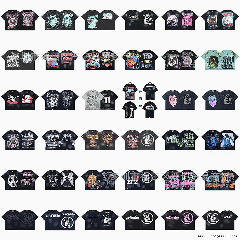Hellstar Graffiti Collection Street Style Black Short Sleeve T-Shirt