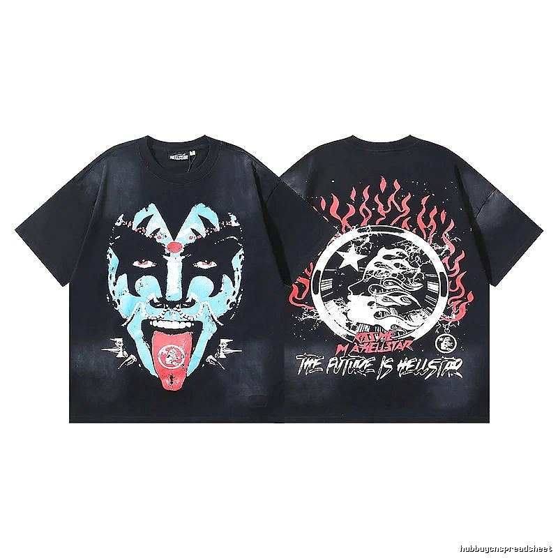 Hellstar Grimace Print Street Style Black T-Shirt