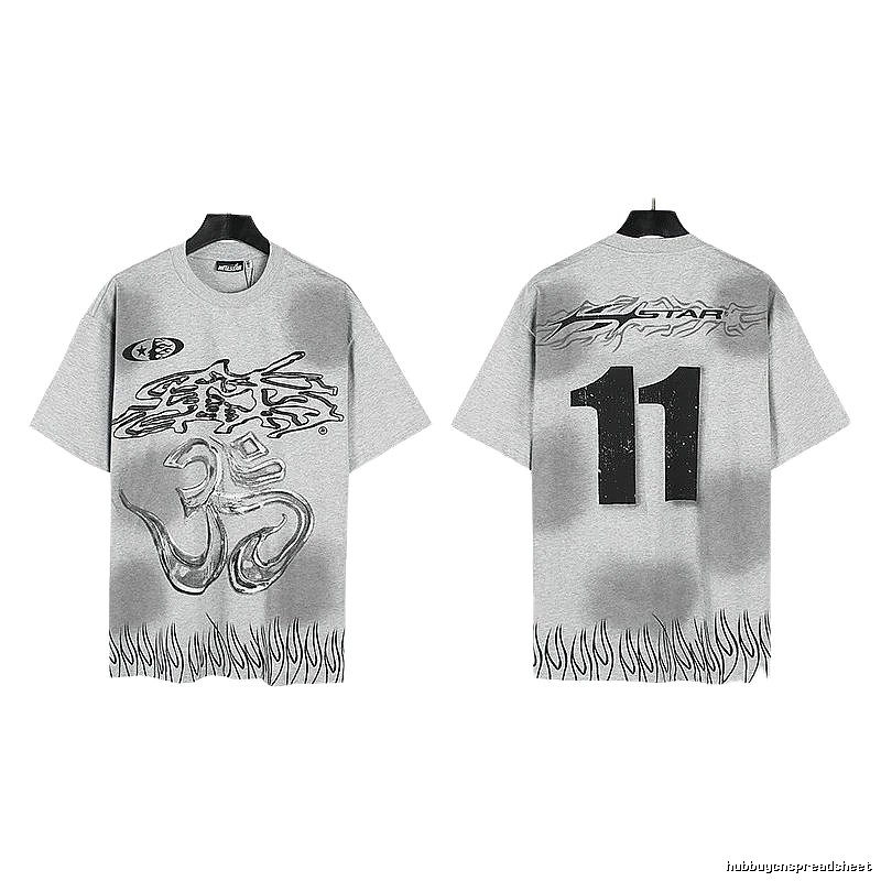 Hellstar No.11 Flame Street Style Gray T-Shirt