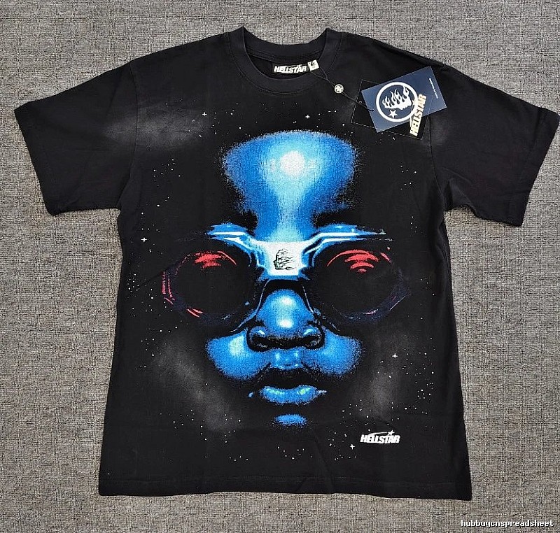 Hellstar Portrait Print Street Style Black T-Shirt