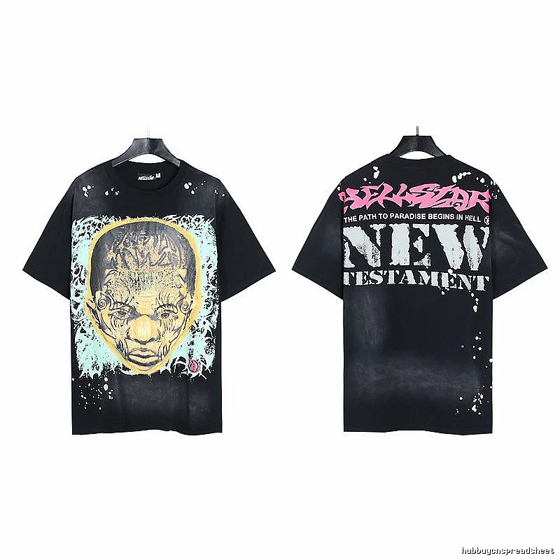 Hellstar Portrait Print Street Style Black T-shirt