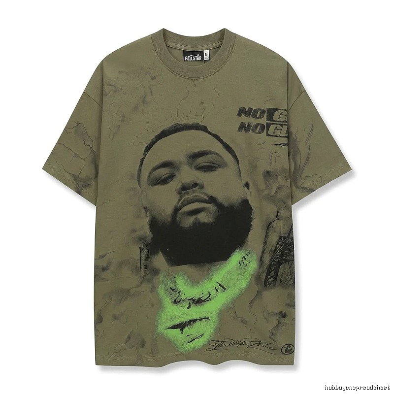 Hellstar Retro Style Olive Green T-shirt