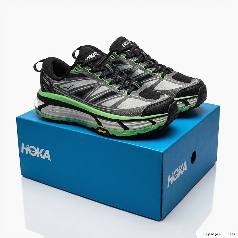 HOKA Trendy Black and Green Athletic Shoes