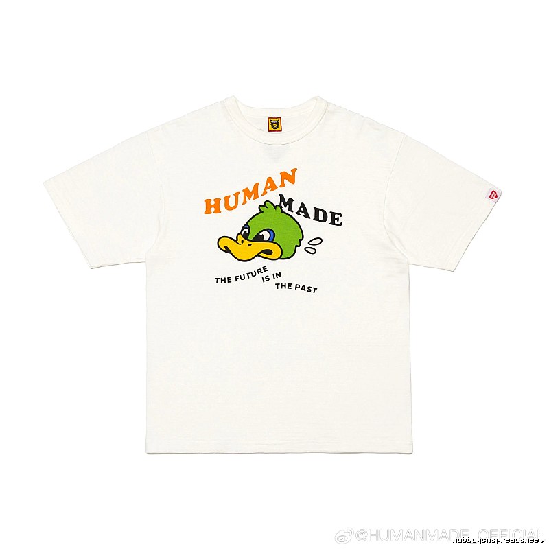 HUMAN MADE Green Duck Print Japanese Streetwear Off-white Short-sleeve T-shirt