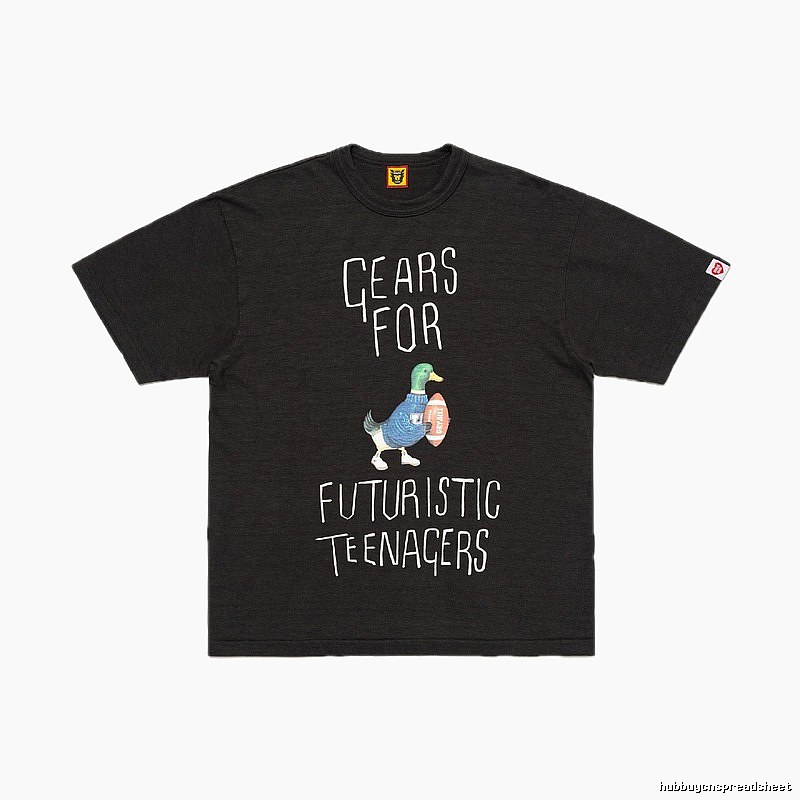 HUMAN MADE Green Duck Print Vintage Style Black T-Shirt