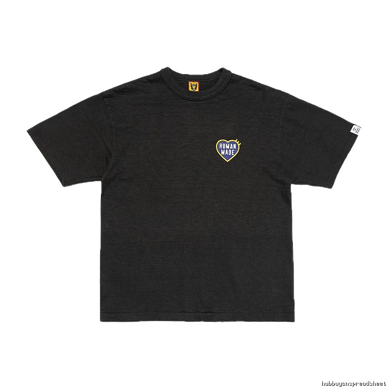 HUMAN MADE Heart Embroidered Japanese Streetwear Black T-Shirt