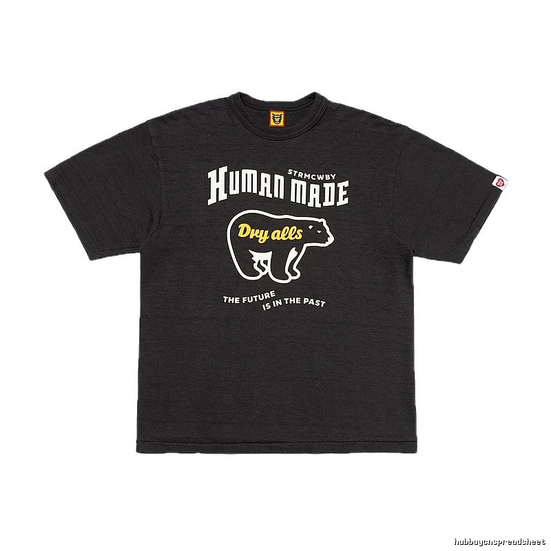 HUMAN MADE Polar Bear Print Vintage Style Charcoal Black T-Shirt