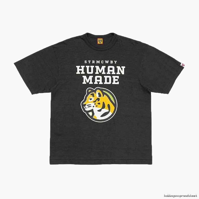 HUMAN MADE Tiger Head Print Vintage Style Black T-Shirt