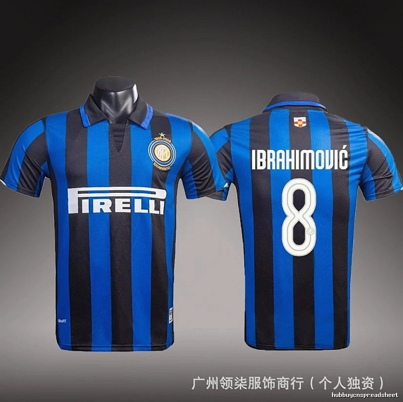 Inter Milan Patterned Brehme #3 soccer jersey Blue Black Striped with Polished Detail