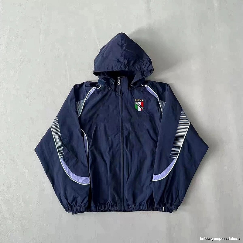 Italy Travel Soccer windbreaker jacket Black Hooded Jacket with Modern Look
