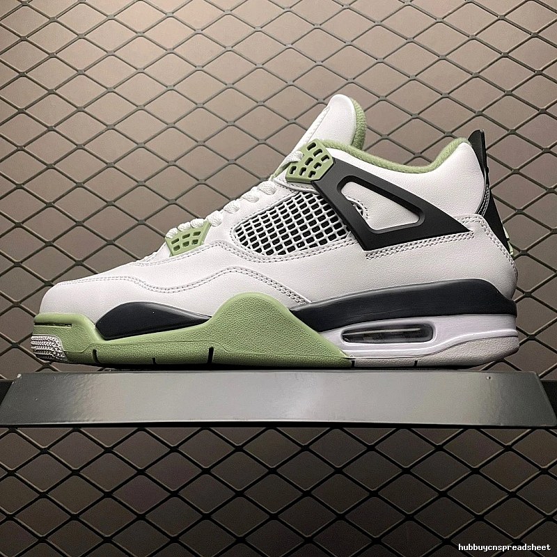 Jordan Basketball High-Tops in White, Black and Green with Court-Inspired Shape
