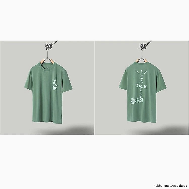 Jordan x Travis Scott Co-branded Street Style Pea Green T-Shirt