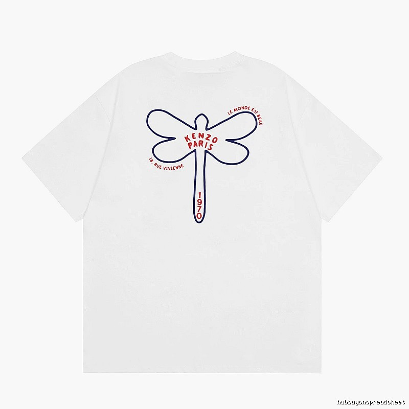 KENZO Dragonfly Print Casual White T-Shirt