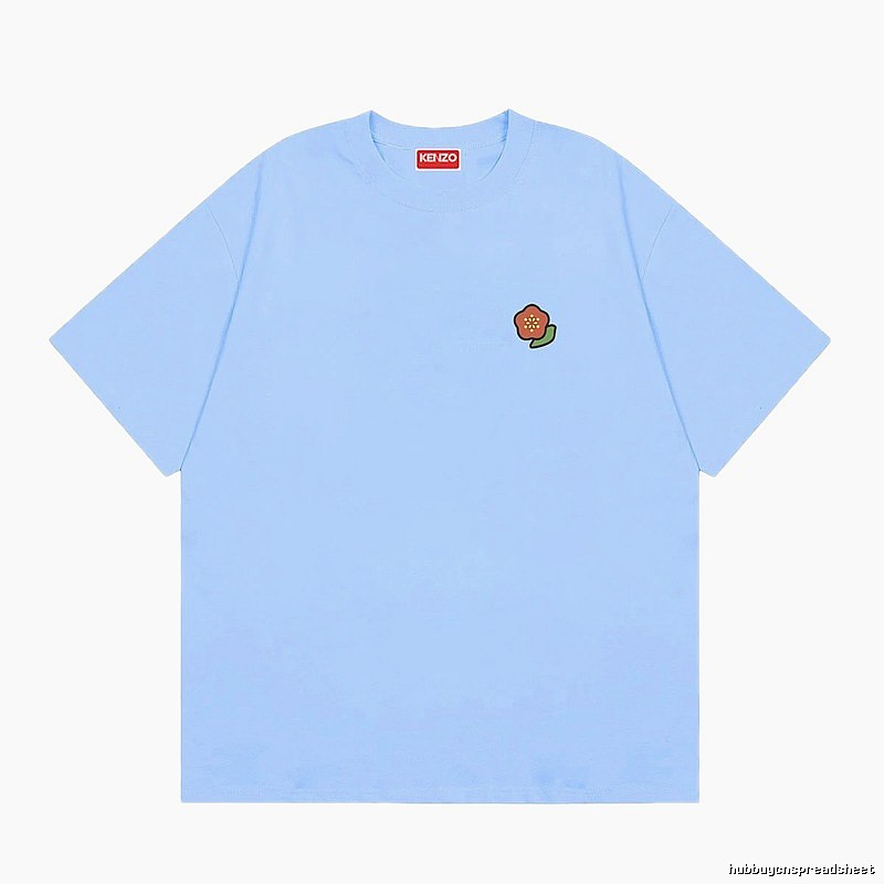 KENZO Embroidered Small Flower Casual Style Light Blue T-Shirt