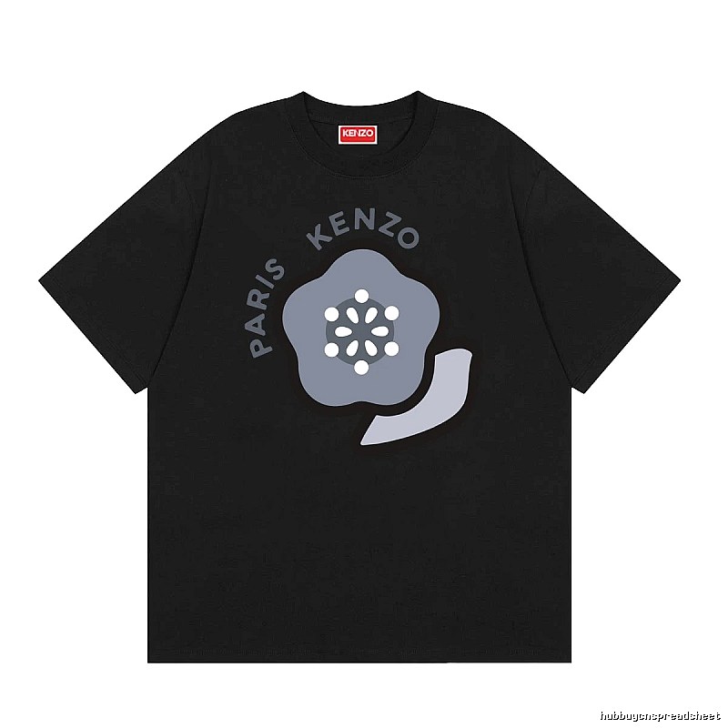 KENZO Paris Flower Casual Style Black T-Shirt