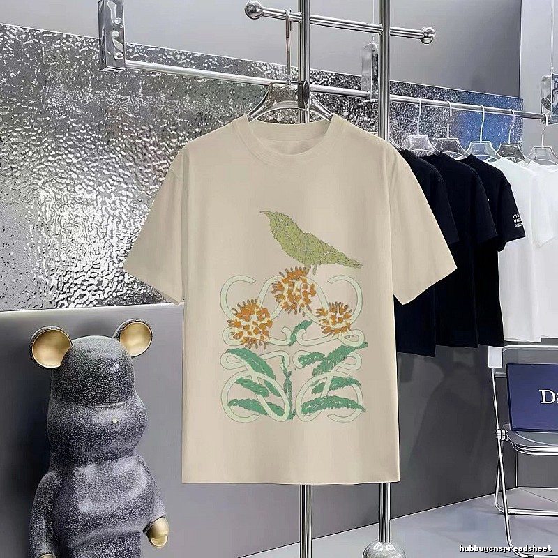LOEWE Bird and Flower Print Casual Off-white T-shirt