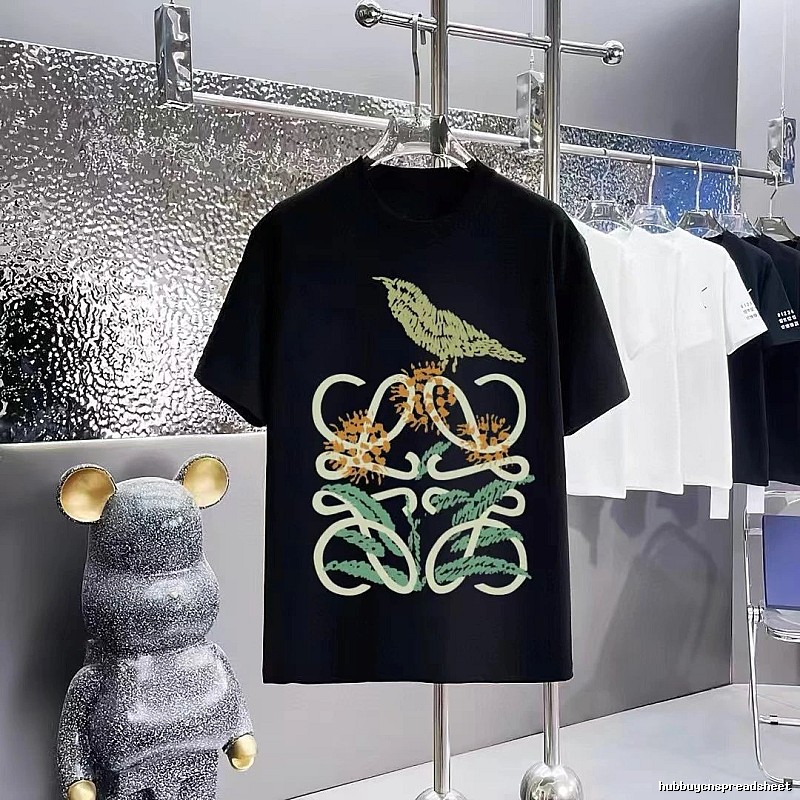 LOEWE Bird and Flower Print Vintage Black T-Shirt