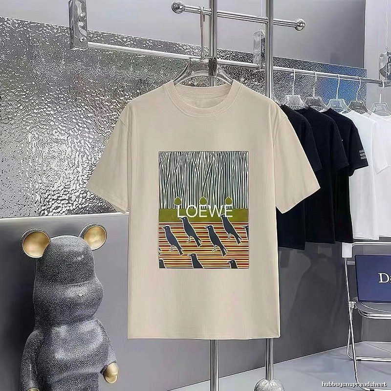 LOEWE Crow Print Vintage Style Light Beige T-Shirt